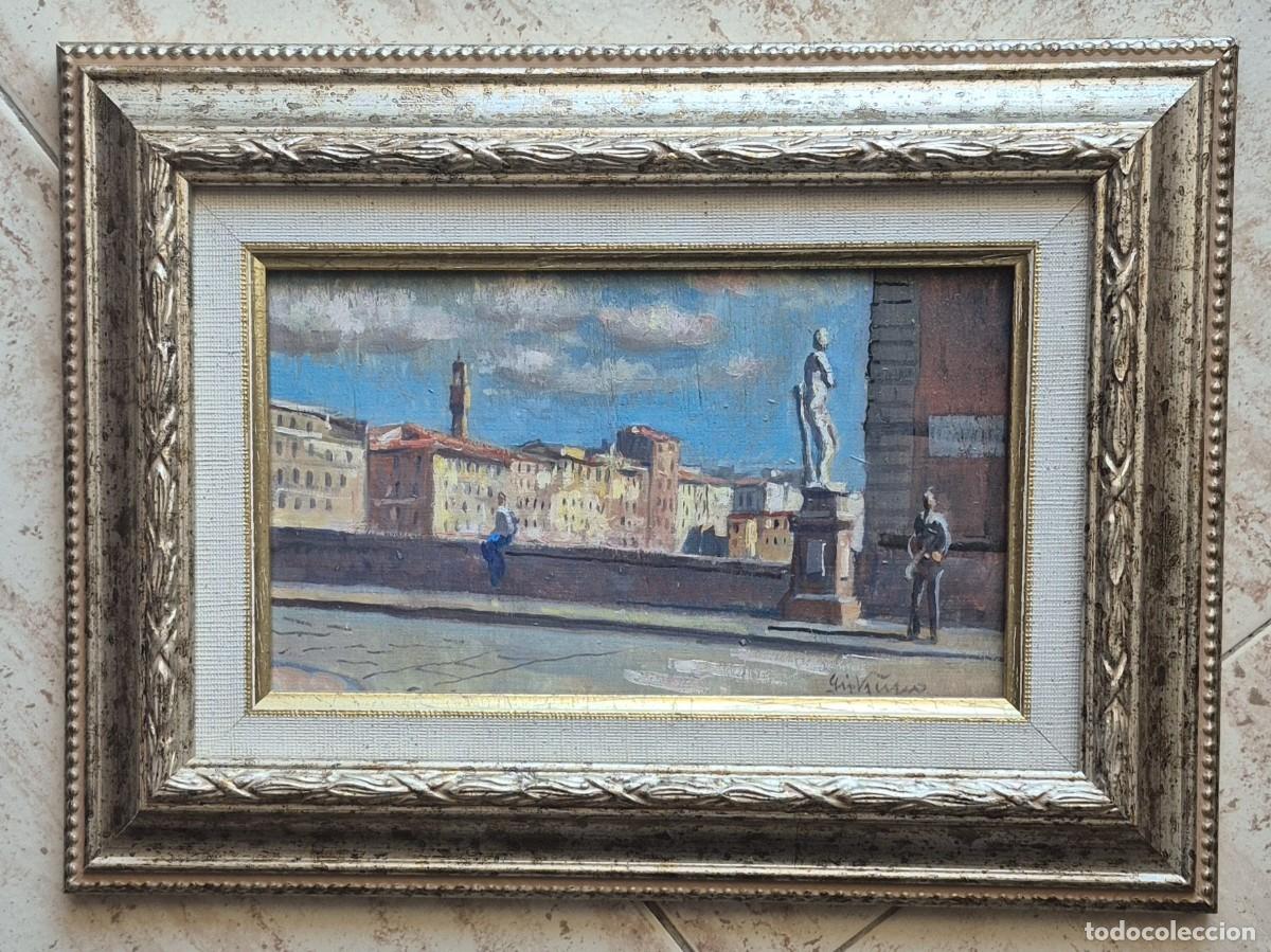 Arte: Pintura al &oacute;leo original. Giacomo Vaccaro, T&iacute;tulo &rdquo;Ponte Alla Carraia, Firenze&rdquo;