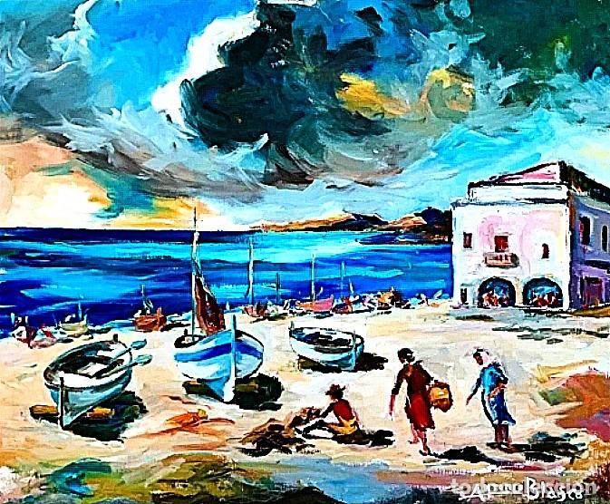 Arte: PLAYA DE PORT LA SELVA COSTA BRAVA - ANTONIO BLASCO 1937