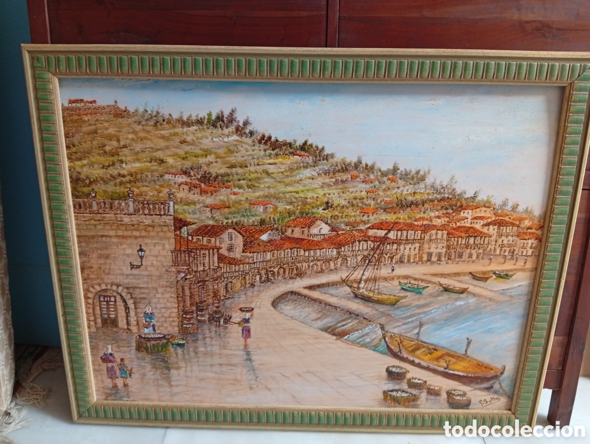 Arte: Pintura gallega oleo tabla del gran pintor Carlos solla Silva (1943)
