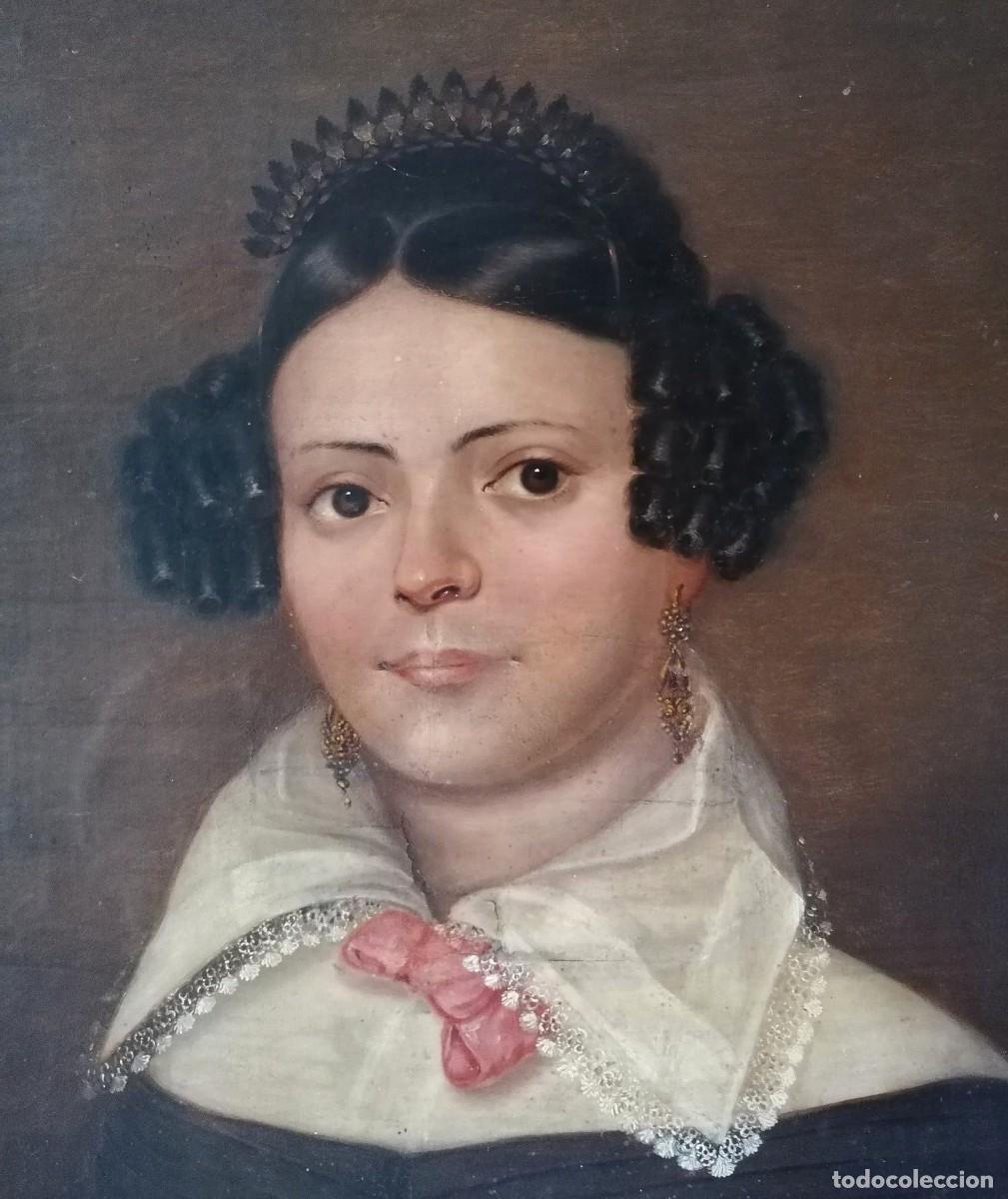 Arte: Jacob Fredrik Ek, a&ntilde;o 1835, pintura al &oacute;leo Biedermeier, retrato de una mujer.