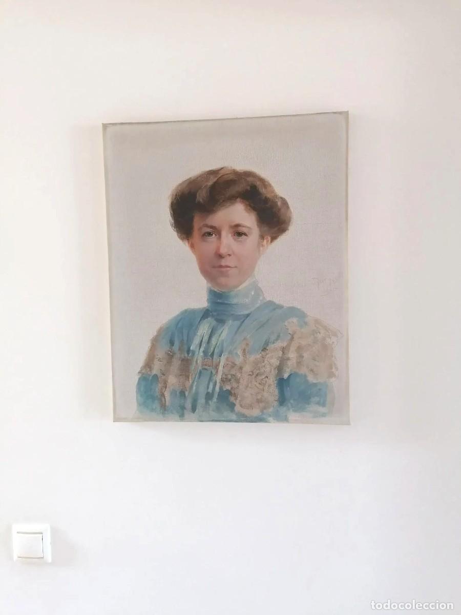 Arte: Axel Jungstedt (1859-1933) retrato al &oacute;leo de una dama, Suecia ano 1915