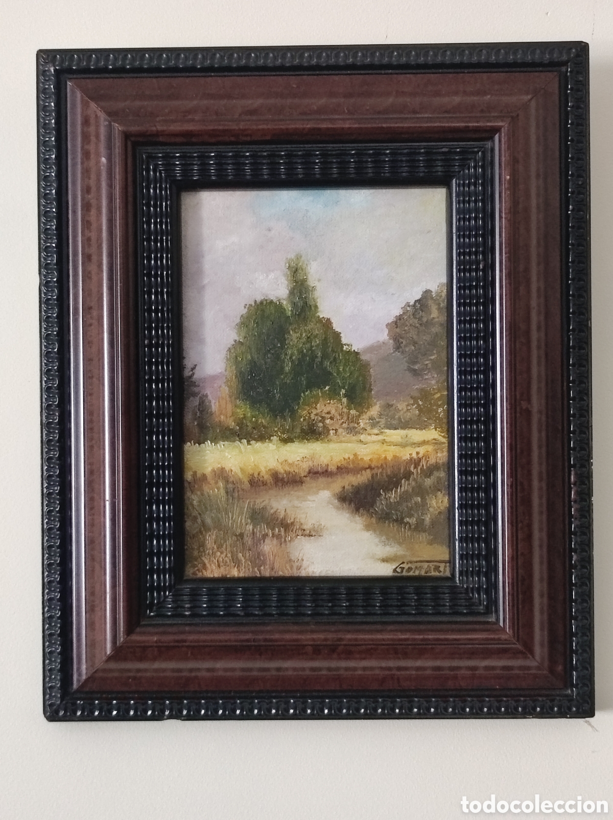Arte: Bonito &oacute;leo enmarcado paisaje del pintor Gomart
