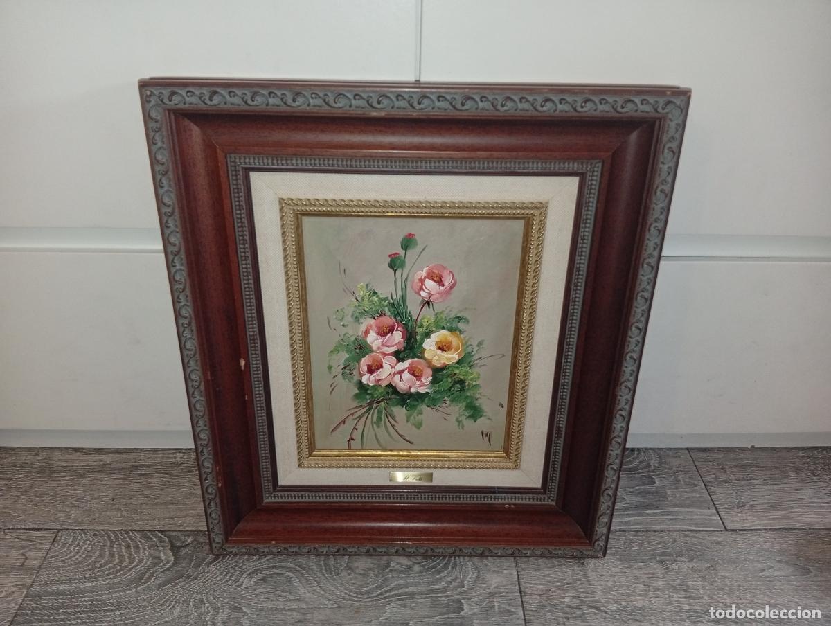 Arte: Precioso &Oacute;leo sobre lienzo - Bodeg&oacute;n Floral - Firmado M. VALLS 43x38