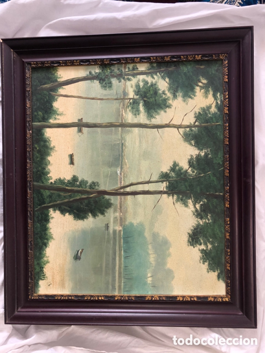 Arte: &Oacute;leo sobre tabla Firmado - Foto 1