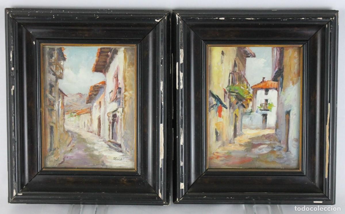 Art: Pareja de &oacute;leos sobre lienzo. Firmados Zaid. Escenas de calle