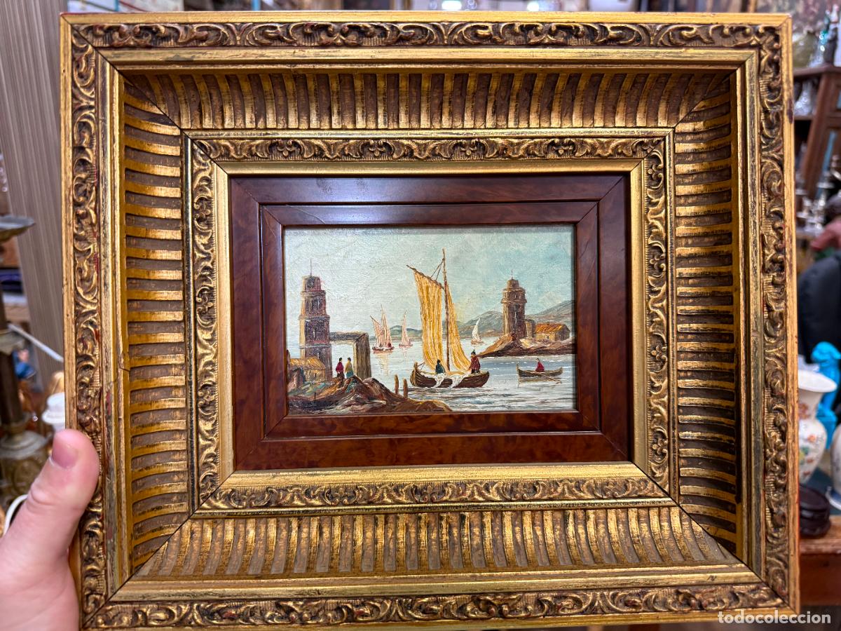 Arte: OLEO SOBRE TABLA MARINA FIRMADO POR AUTOR - MEDIDA MARCO 31X26 CM