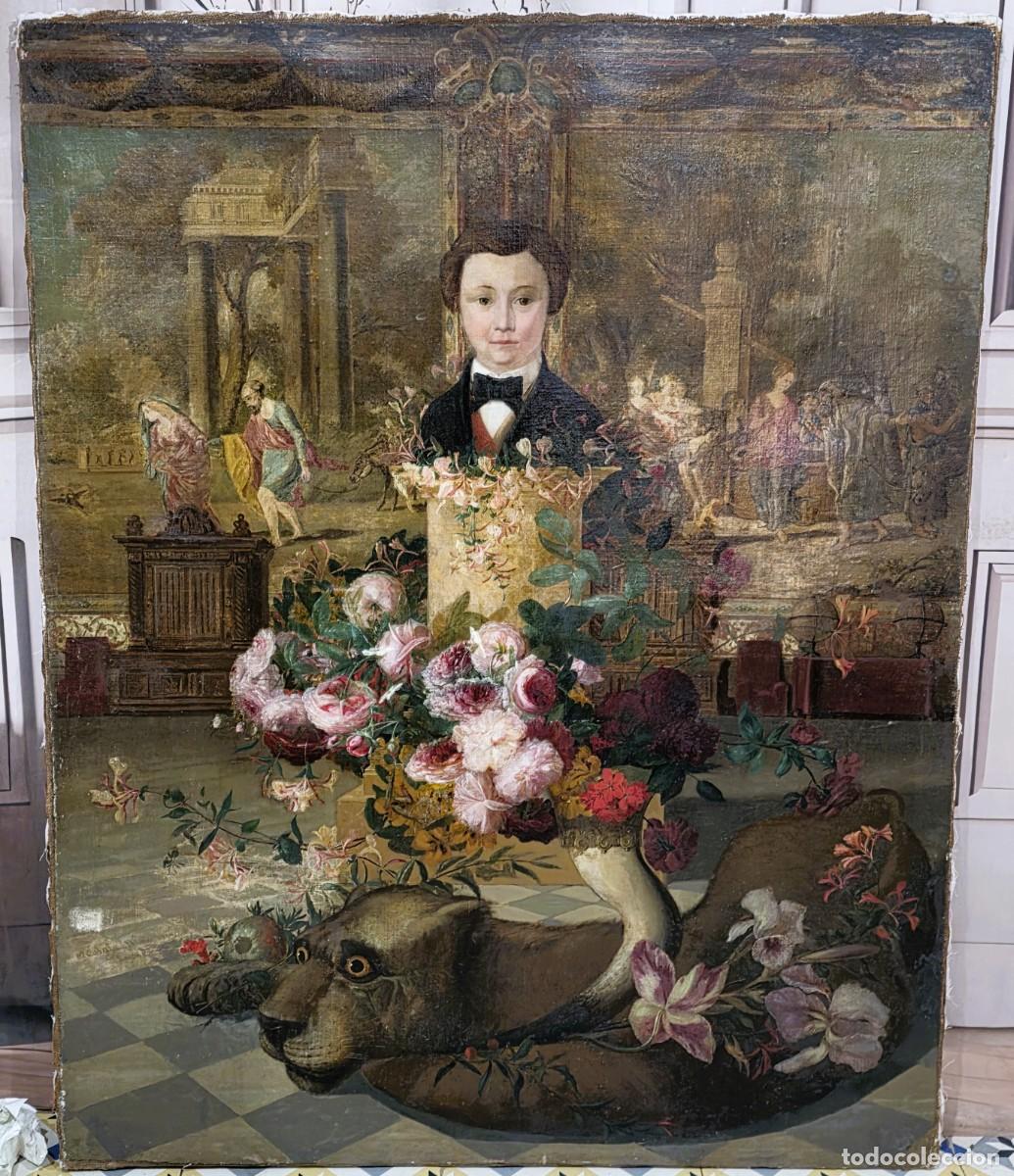 Arte: Oleo sobre lienzo escuela francesa, siglo XIX, en honor a Adolphe Jacques Gabriel Magaud