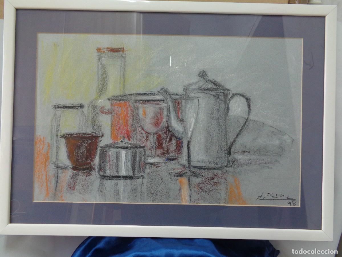 Arte: &iexcl;&iexcl; &rdquo; SUE&Ntilde;OS DE UN CHEZ.&rdquo; (Bodegon.) =Pintura al Pastel.=. Firmado y Fechado. ENMARCADO.!! C-33.