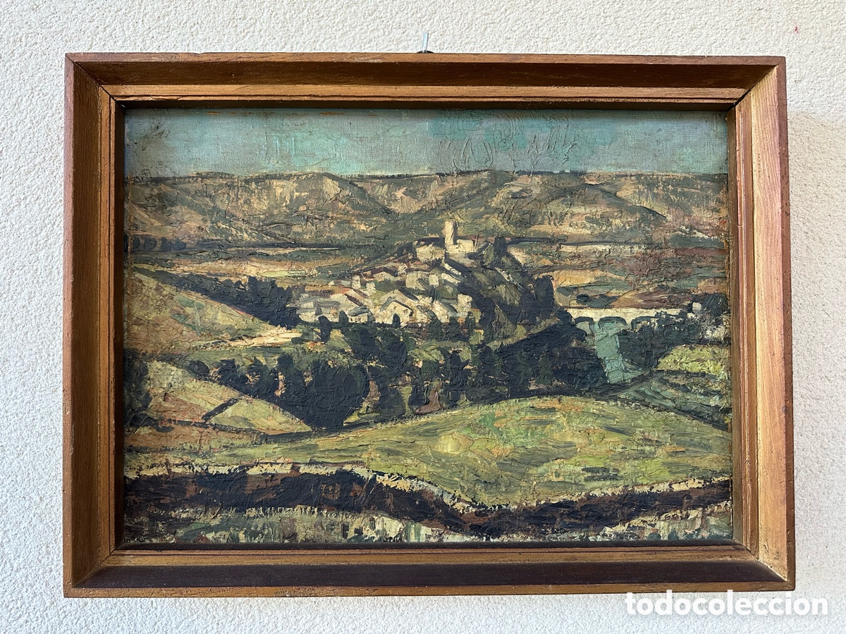 Arte: Pintura antigua - paisaje castellano - &oacute;leo sobre lienzo