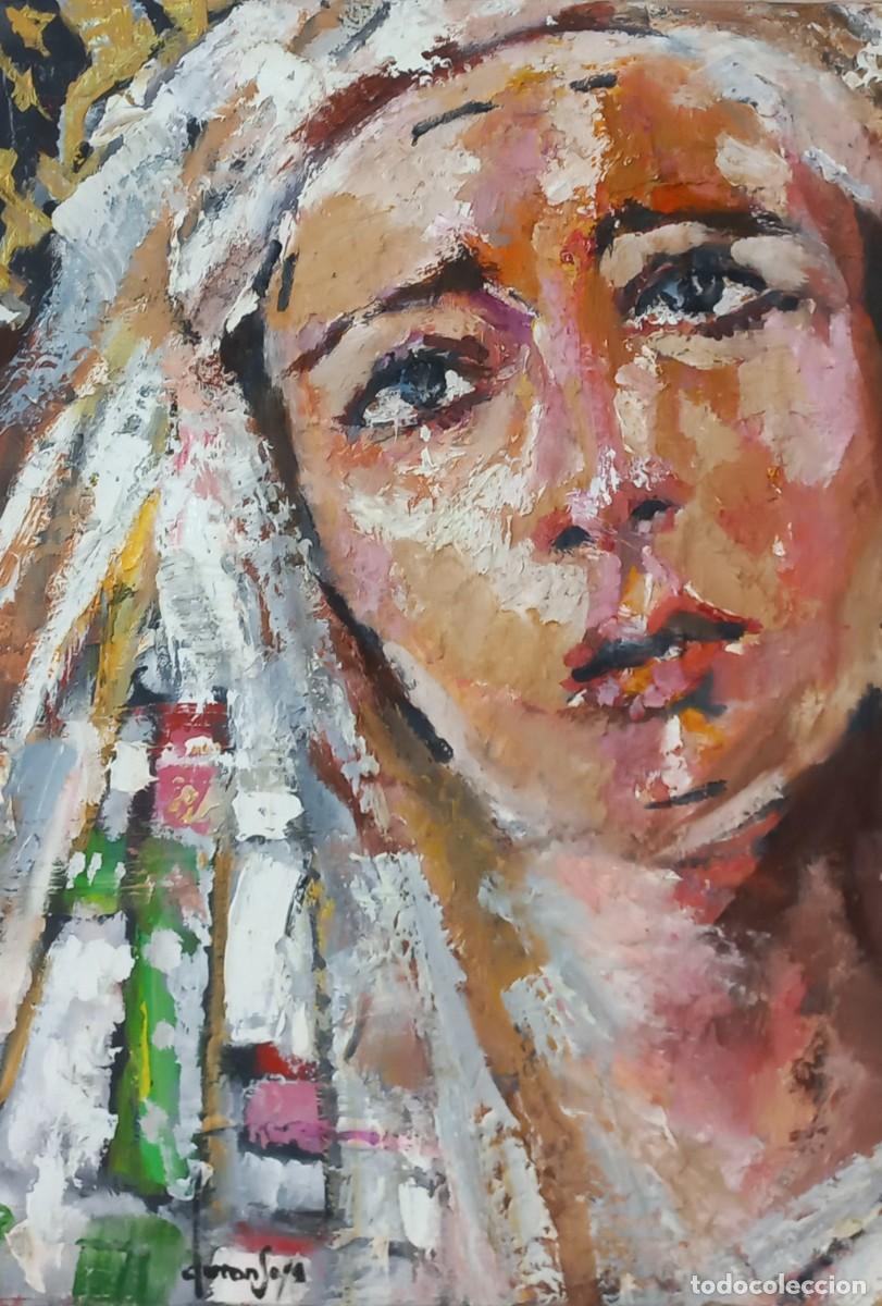 Arte: PINTURA EXPRESIONISTA AL OLEO - ROSTRO DE LA VIRGEN DE LA ESPERANZA MACARENA DEL ARTISTA BORRONSORO