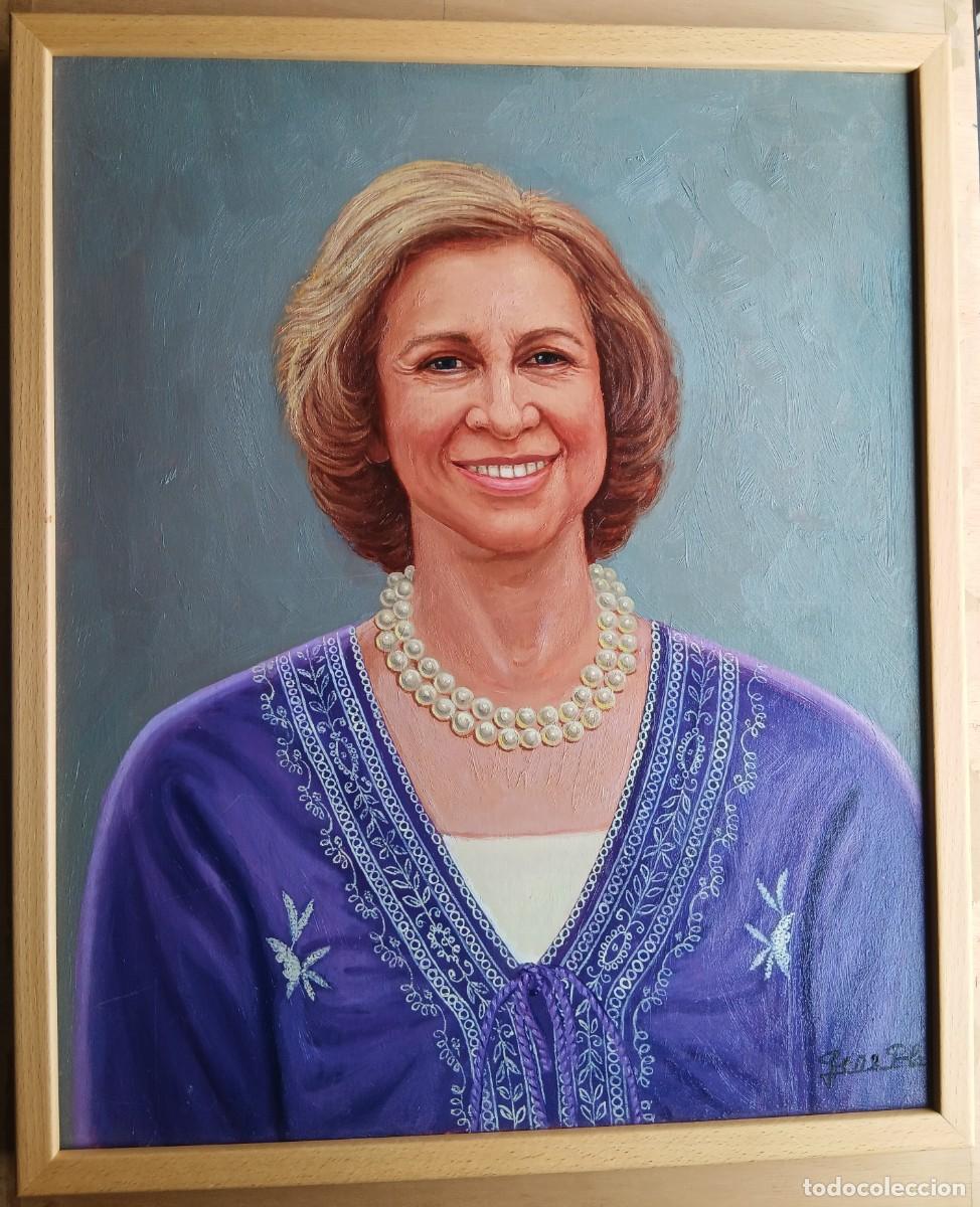 Arte: PERE PLA PAR&Eacute;S (1951-2024). &Oacute;LEO SOBRE TELA. ENMARCADO MADERA: 65 X 54. DO&Ntilde;A SOFIA , REINA DE ESPA&Ntilde;A