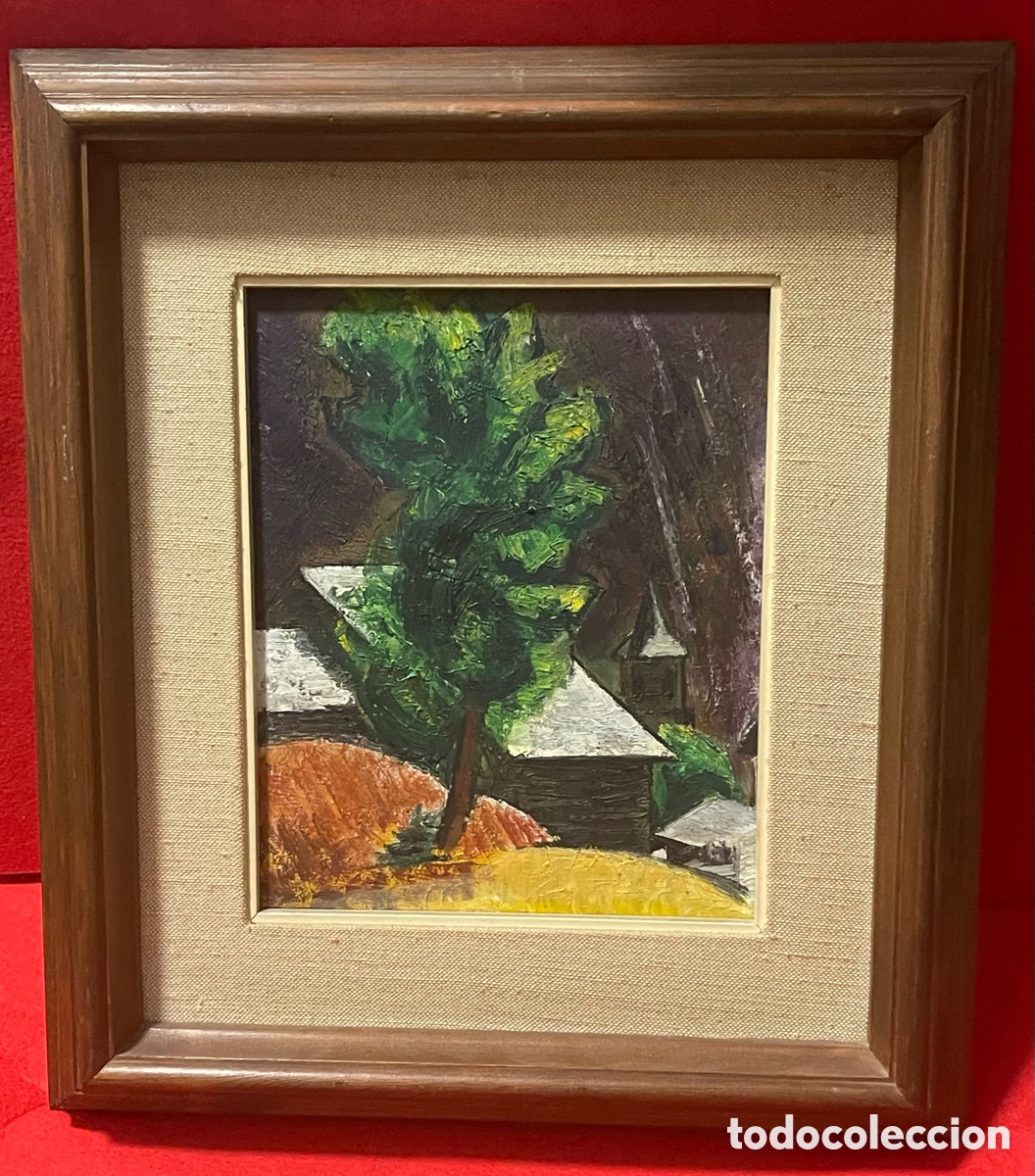 Arte: Bonito cuadro al &oacute;leo sobre lienzo de Miquel Villa Bassols. 1953. 27 &times; 22 cm.
