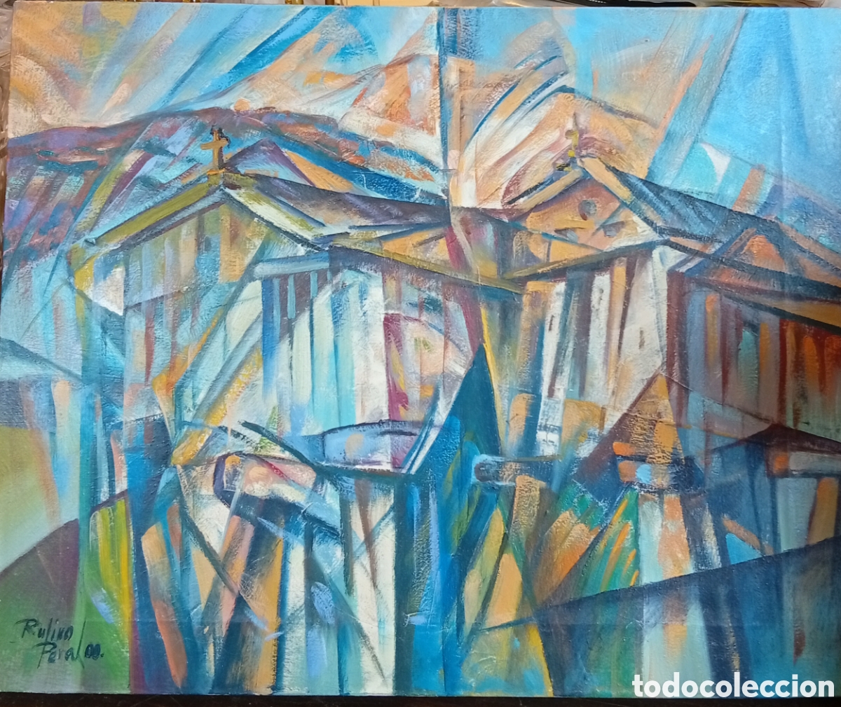 Arte: Pintura gallega precioso oleo lienzo del gran pintor Rufino Peral ( Asturias vive en Galicia 1958)