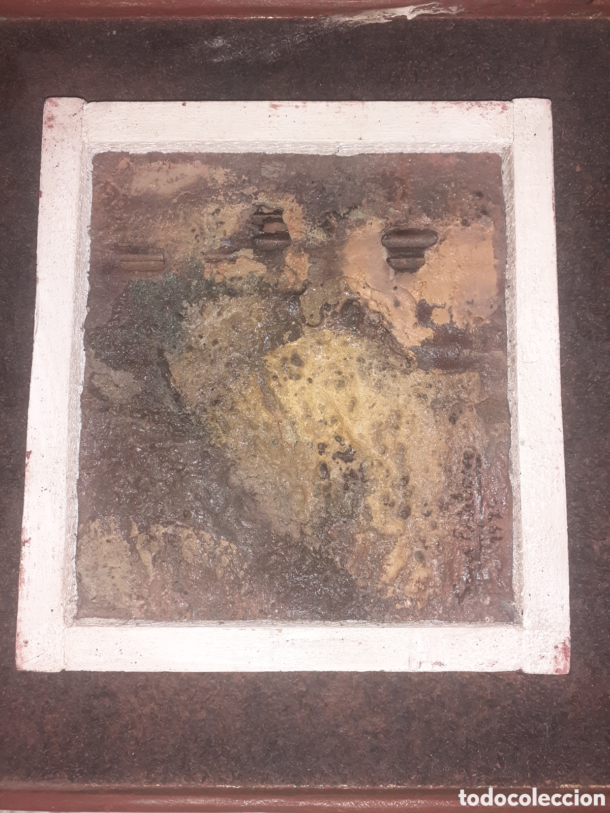 Arte: CUADRO ABSTRACTO PINTOR ENRIQUE SECO SAN ESTEBAN. FIRMADO Y FECHADO 1970. 29 x 27 CM INCLUIDO MARCO