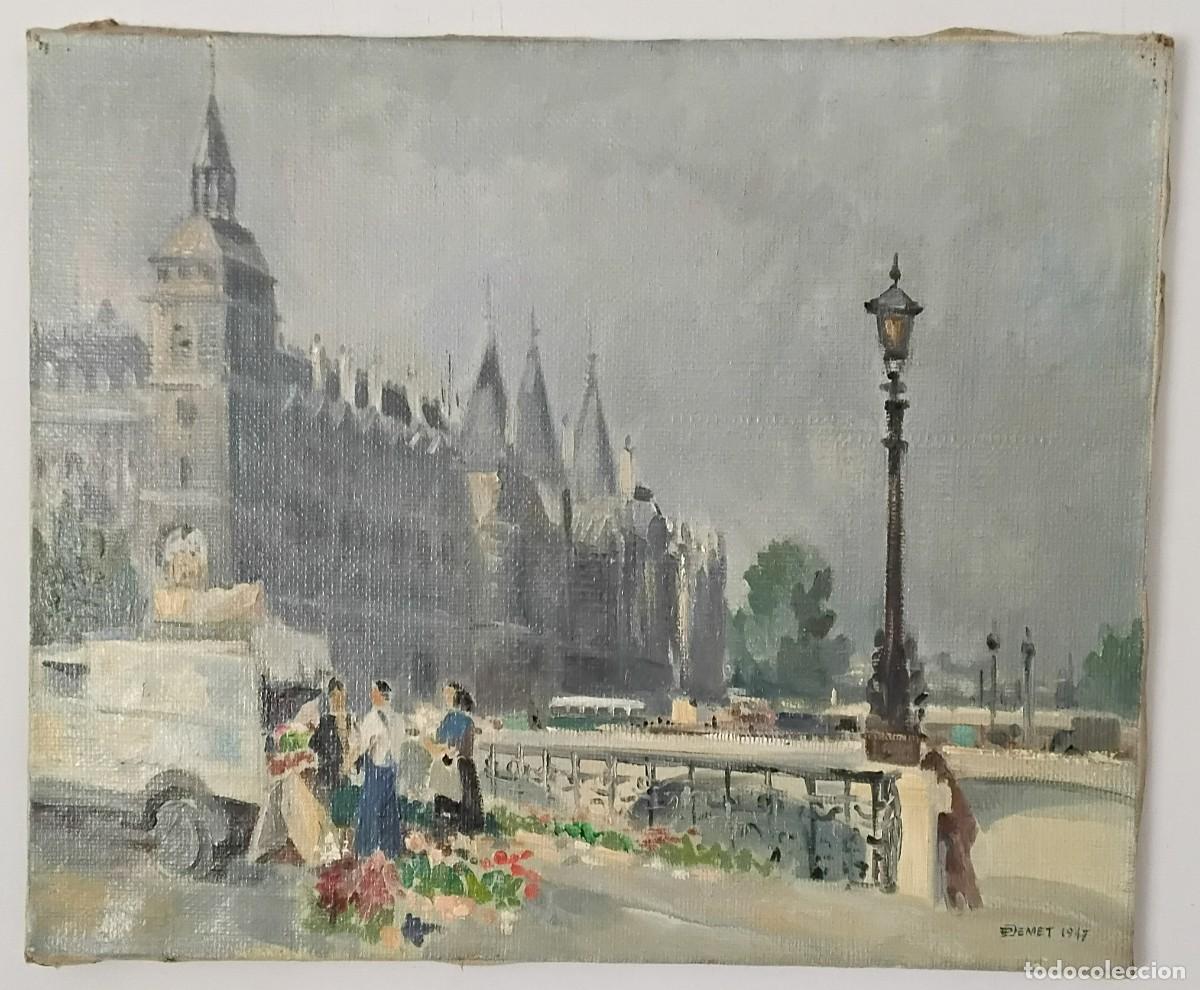 Art: P. Demet Par&iacute;s 1947 Vendedor de flores Palacio de Justicia Paris