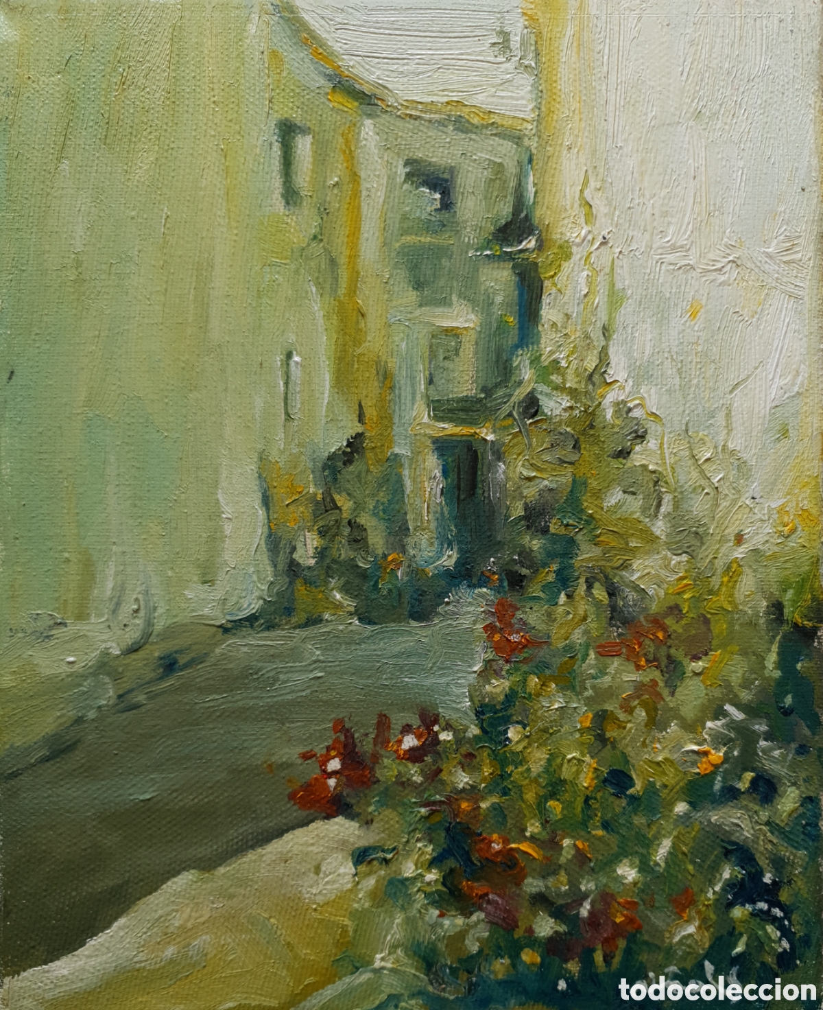 Arte: Robert Vi&ntilde;als Vila (Gerona, 1946) - Calle de Pueblo.Oleo/Tela.Firmado.