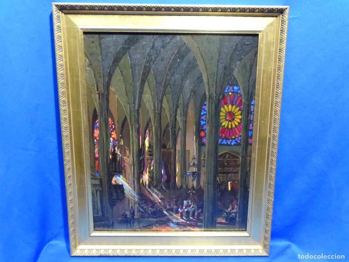 Art: EXCELENTE &Oacute;LEO SOBRE TABLEX ANONIMO. GRAN DOMINIO DE LA LUZ. INTERIOR CATEDRAL.