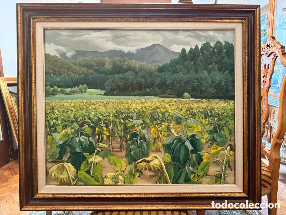 Arte: Cuadro josep estarriola 1996 camp de girasols