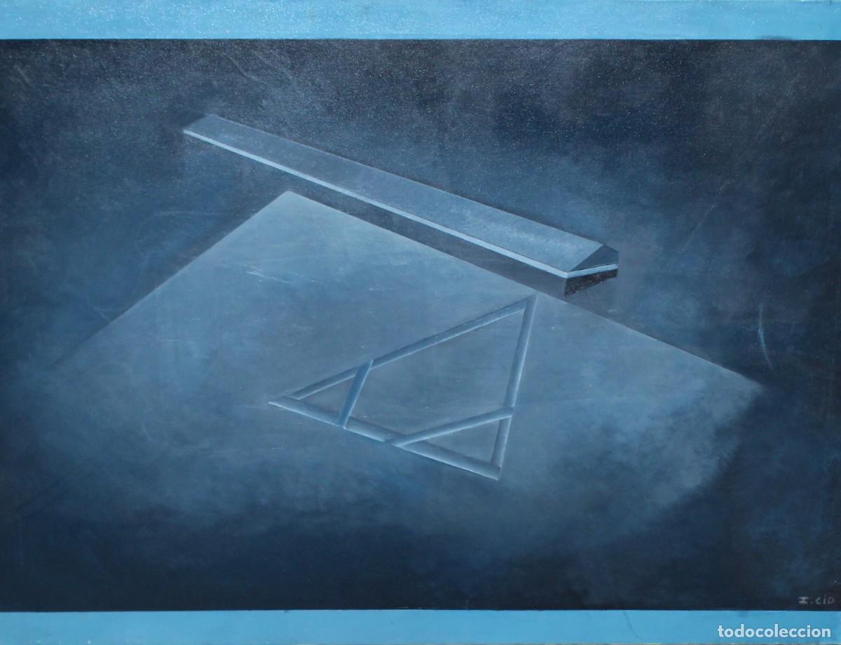 Arte: ISABEL CID (Barcelona, 1934-2009) OLEO SOBRE TELA TITULADO SOLUCION MATEMATICA. 97 X 130 CM.