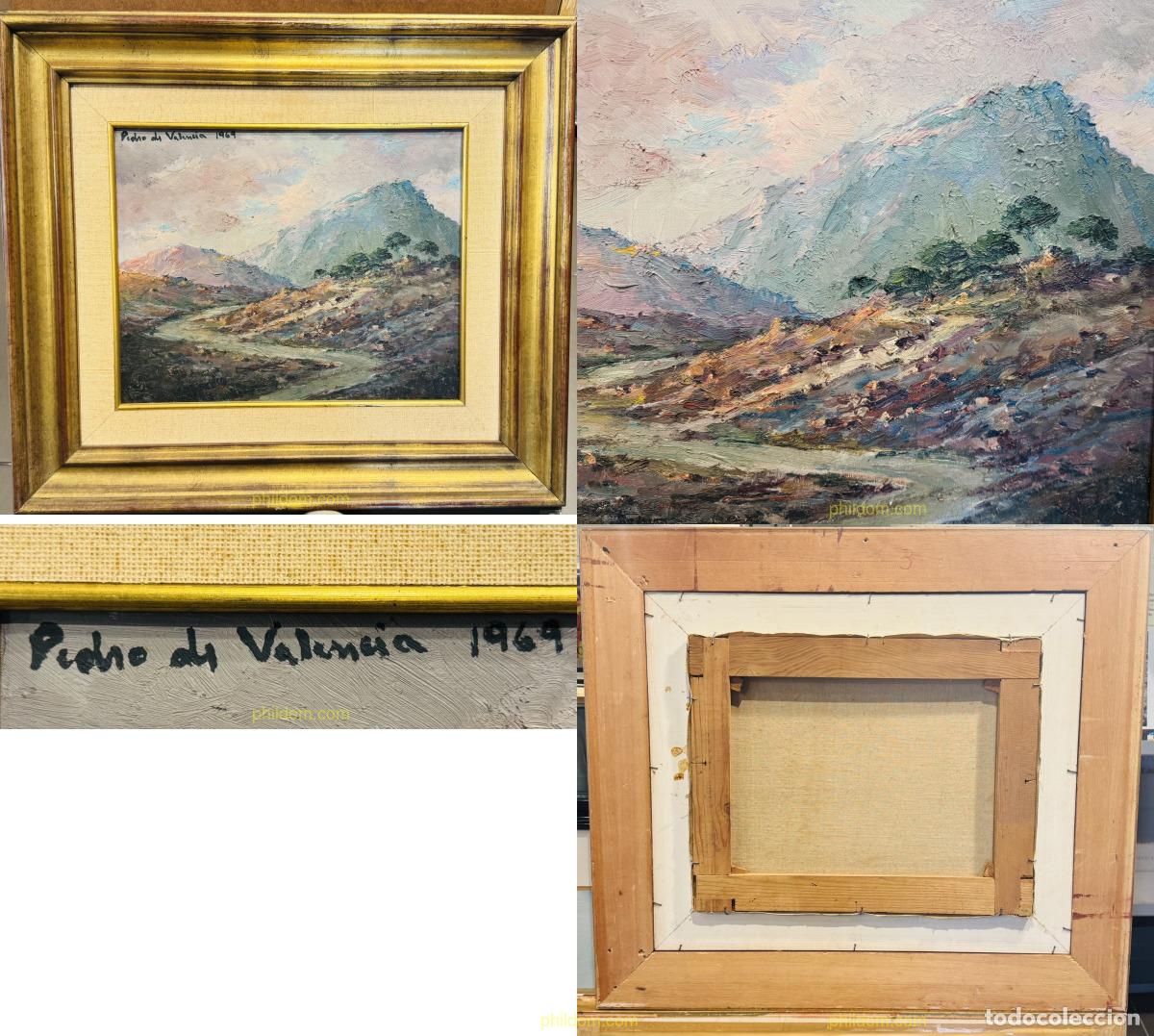 Arte: PEDRO DE VALENCIA OLEO SOBRE TELA. PAISAJE MONTA&Ntilde;OSO. 1969 -33 X 41 cm
