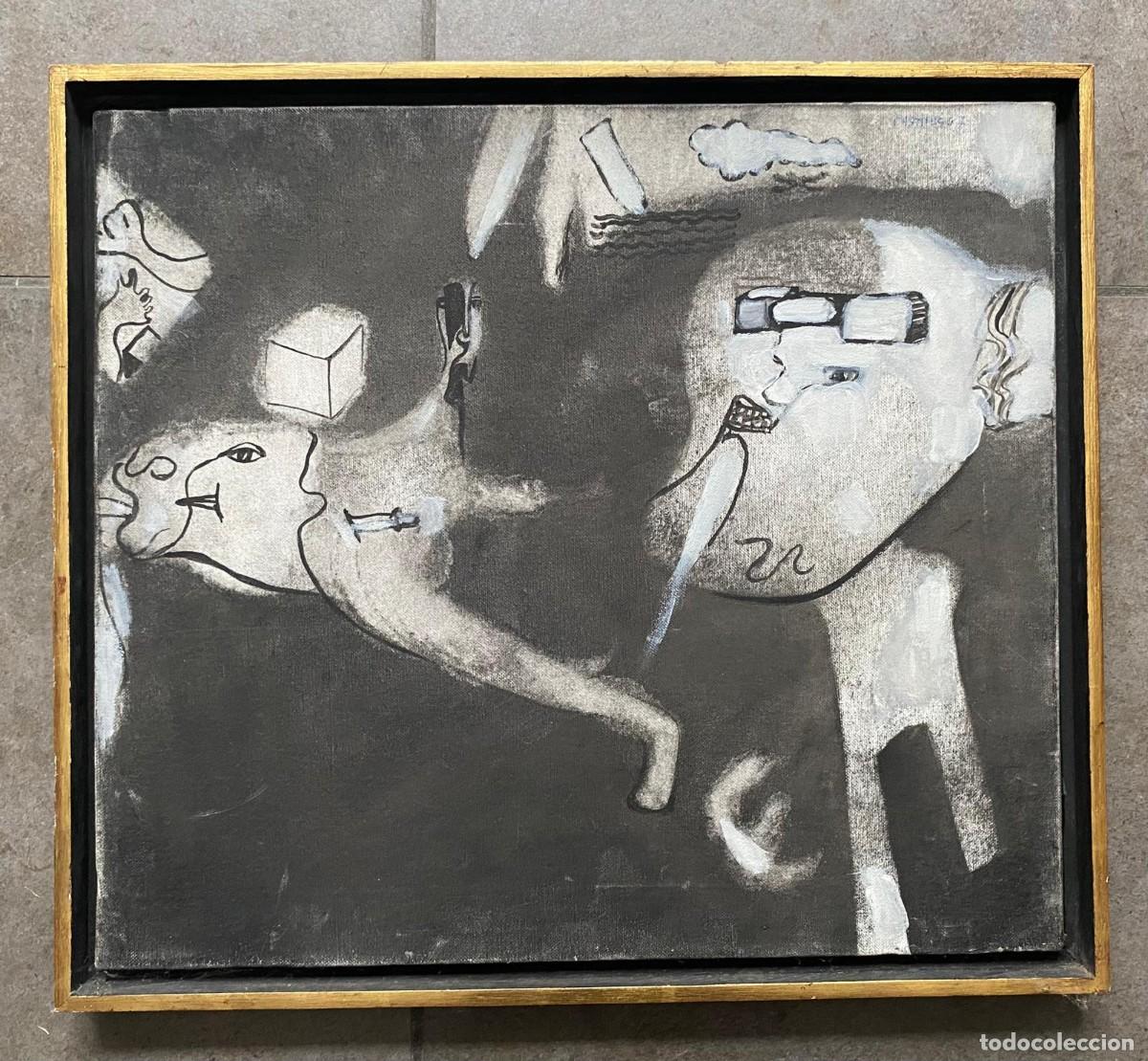 Arte: Jorge Castillo, escena surrealista, 1967, pintura al &oacute;leo sobre tela, firmada y fechada.