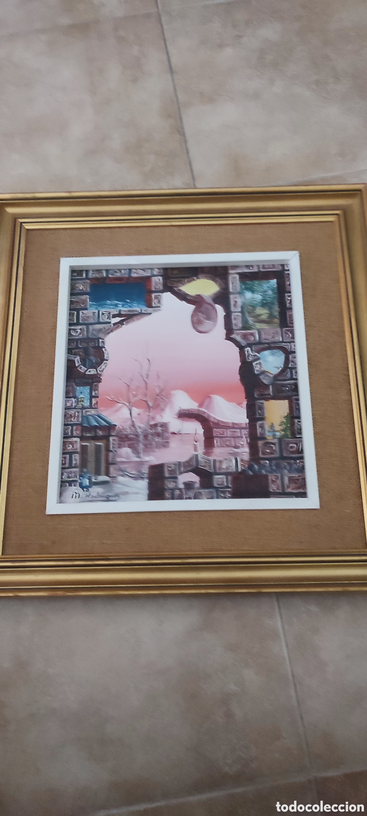 Arte: Cuadro oleo sobre lienzo original del reconocido pintor surrealista Manuel Rodr&iacute;guez Ramirez