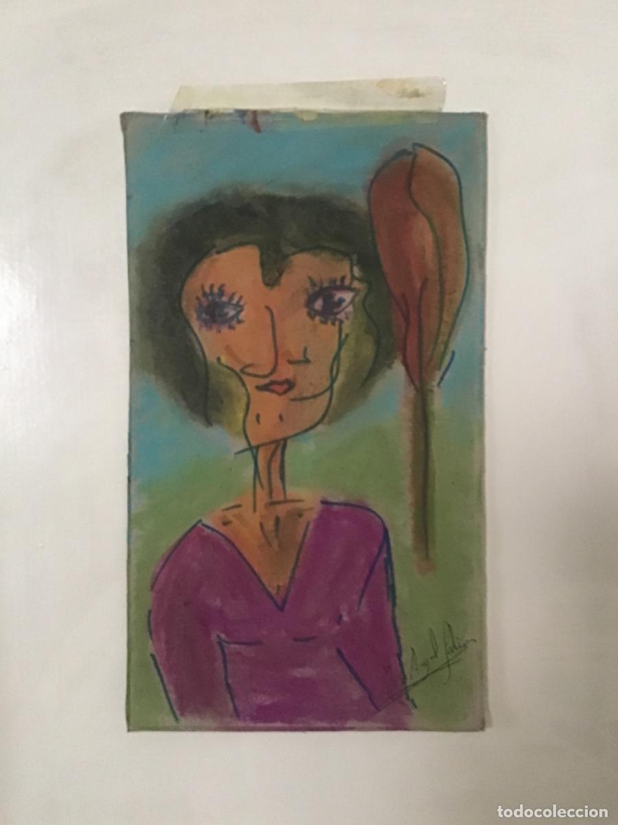 Arte: Jos&eacute; &Aacute;ngel Salinas &Aacute;lvarez.(Tudela 1958).*Dama en el parque* TM/carton 31x18 cm.