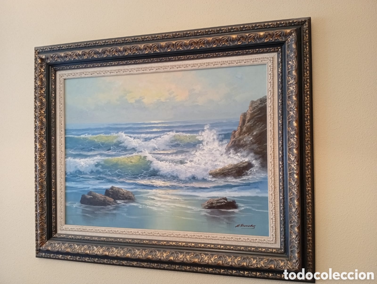 Arte: &Oacute;leo sobre lienzo - Marina: Oleaje en la Costa