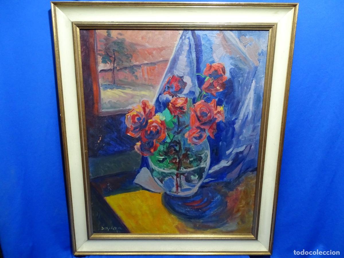 Arte: GRAN OLEO TELA EVARIST BASIANA I ARBIELL (TARREGA 1893-MANRESA 1967). BODEGON FLORES.