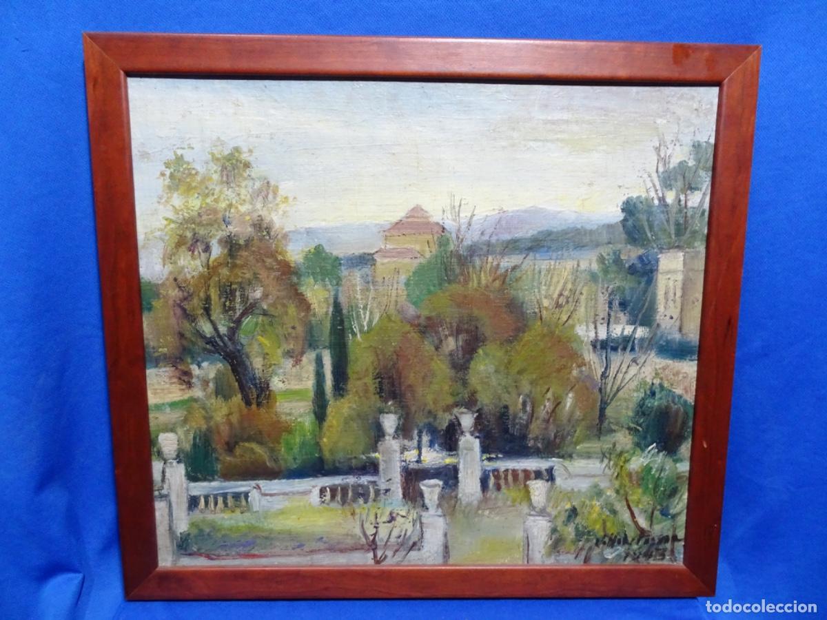 Arte: &Oacute;LEO TELA PEGADO TABLEX ILEGIBLE. ESCUELA CATALANA DE BUEN TRAZO. 1943