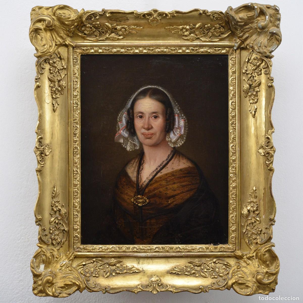 Arte: Original Mid 19th Century Swedish Academic Oil Portrait Lady in Bonnet Framed