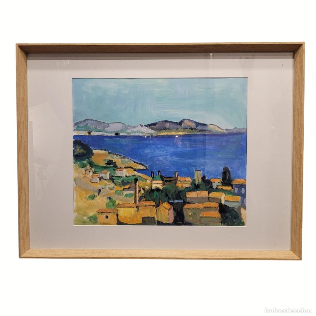Arte: Gouache &ldquo;La baie de Marseille, vue depuis L&rsquo;Estaque&rdquo;, siguiendo Paul C&eacute;zanne, postimpresionismo