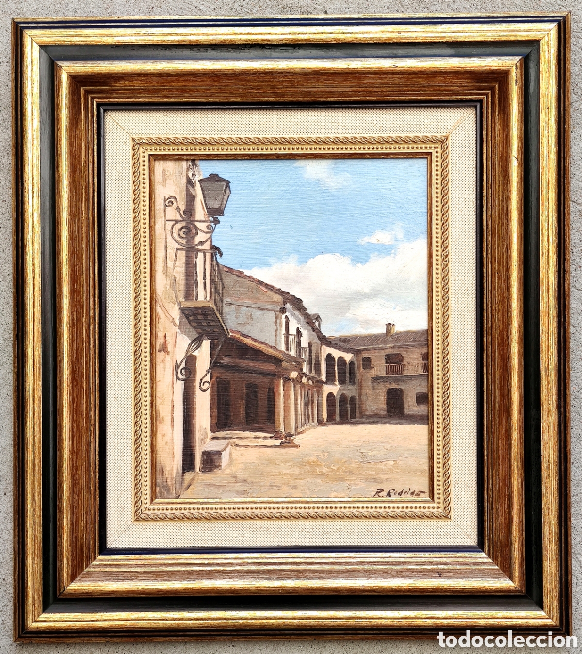 Arte: Cuadro &oacute;leo sobre tabla R. Rodrigo - Jos&eacute; Luis Ramos Rodrigo &rdquo;Plaza de pueblo&rdquo;