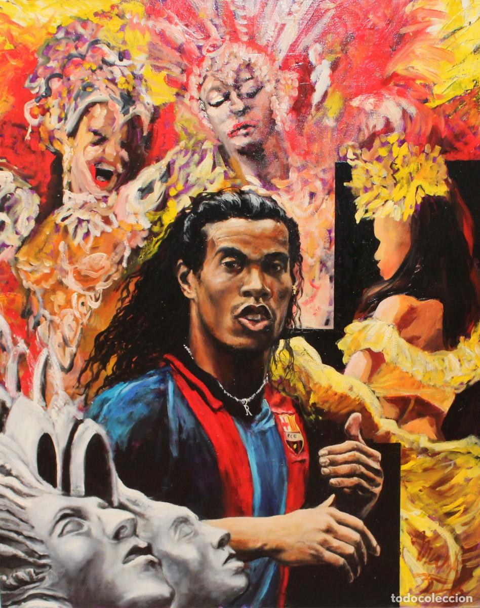 Arte: MARK DEBROUX (Temse, B&eacute;lgica, 1951) OLEO SOBRE TELA. RONALDINHO GAUCHO. 100 X 81 CM.