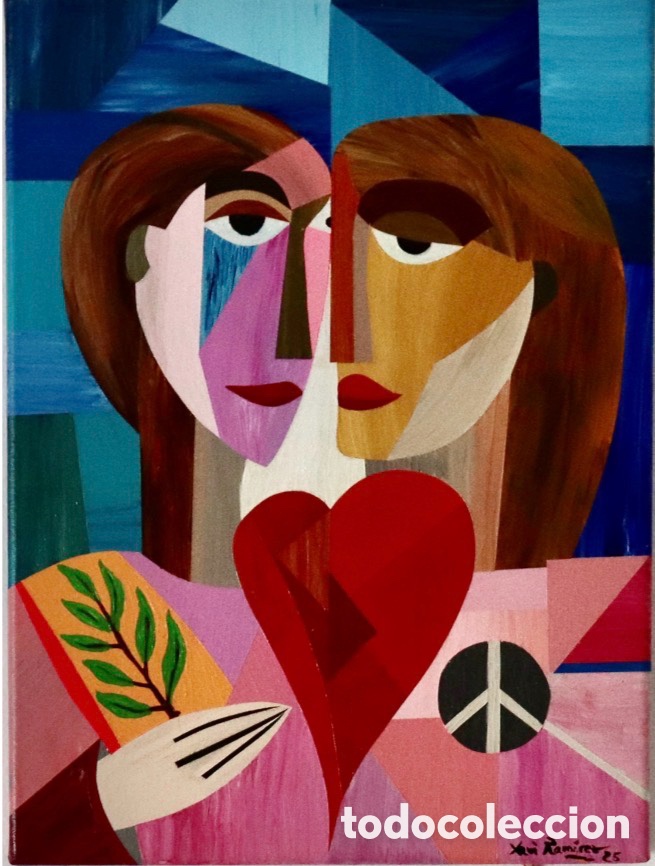 Arte: Love and peace acr&iacute;lico sobre lienzo