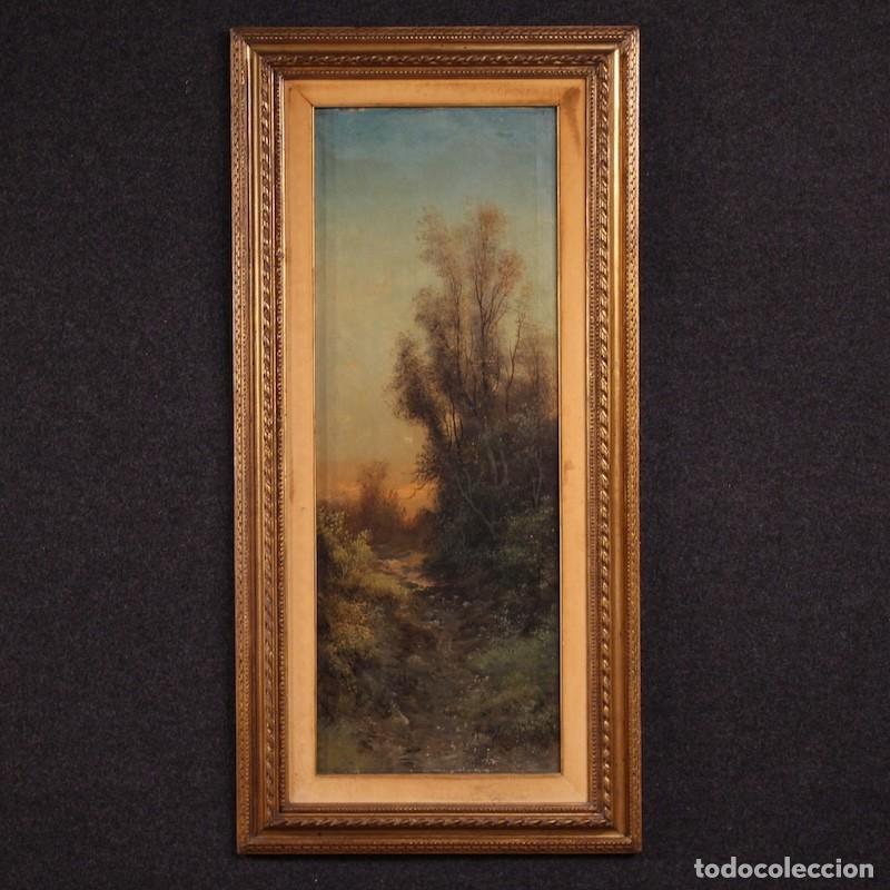 Arte: Cuadro italiano firmado por Marko, paisaje forestal del siglo XIX.