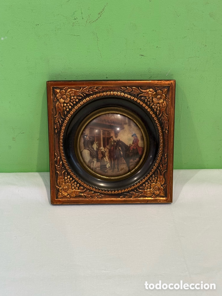 Arte: &Oacute;leo en miniatura sobre marfil firmado - Retrato femenino S. XIX - Marco de marfil Bajo cristal