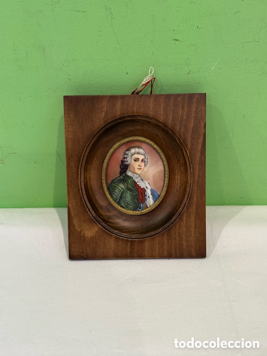 Arte: &Oacute;leo en miniatura sobre marfil firmado - Retrato femenino S. XIX - Marco de marfil Bajo cristal