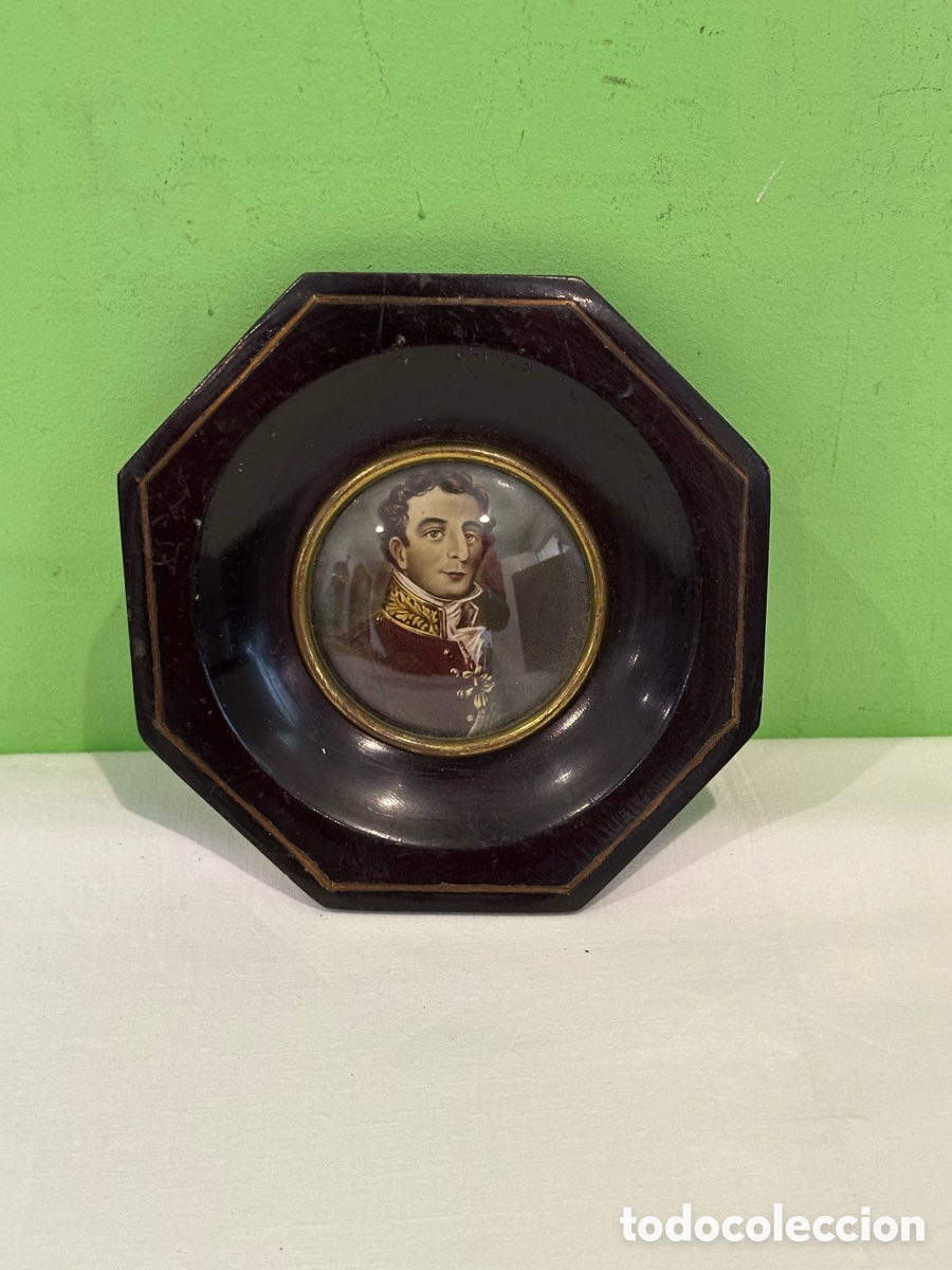 Arte: &Oacute;leo en miniatura sobre marfil firmado - Retrato femenino S. XIX - Marco de marfil Bajo cristal