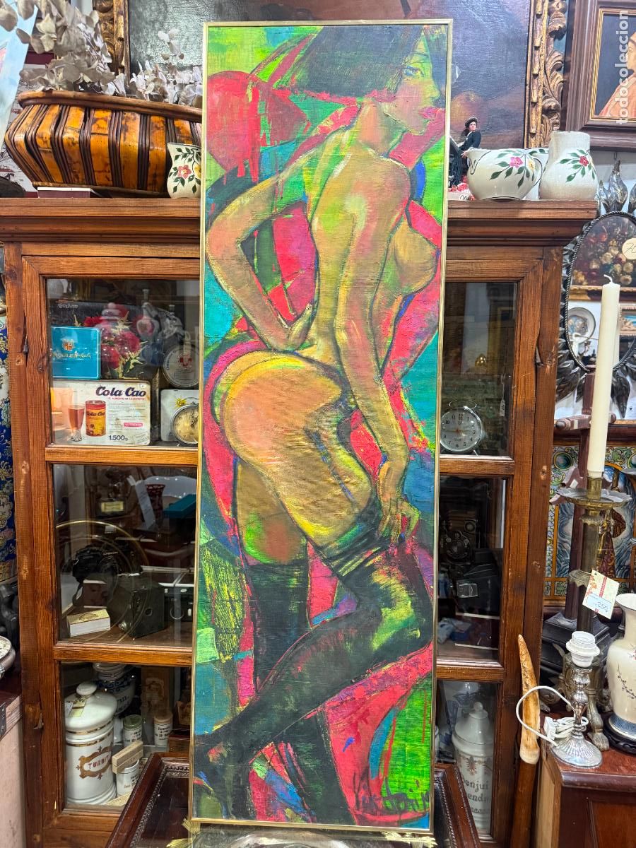 Arte: PINTURA SOBRE LIENZO RETRATO MUJER DESNUDA FIRMADO POR LA ARTISTA VIKTORIA LAPTEVA -MEDIDA 146X45 CM