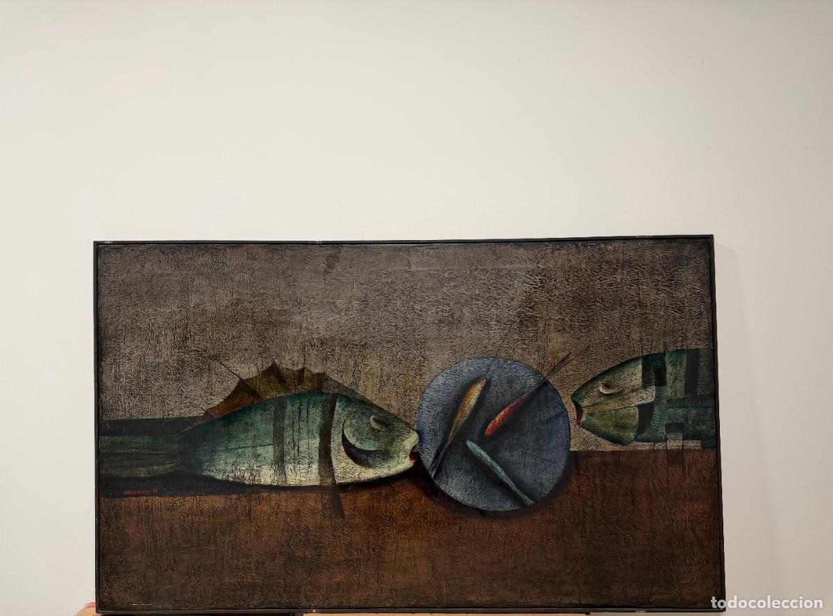 Arte: TRAJCHE JANCHEVSKI (1928-2015) ,Macedonia , &oacute;leo con motivo de peces , 1983 , R724