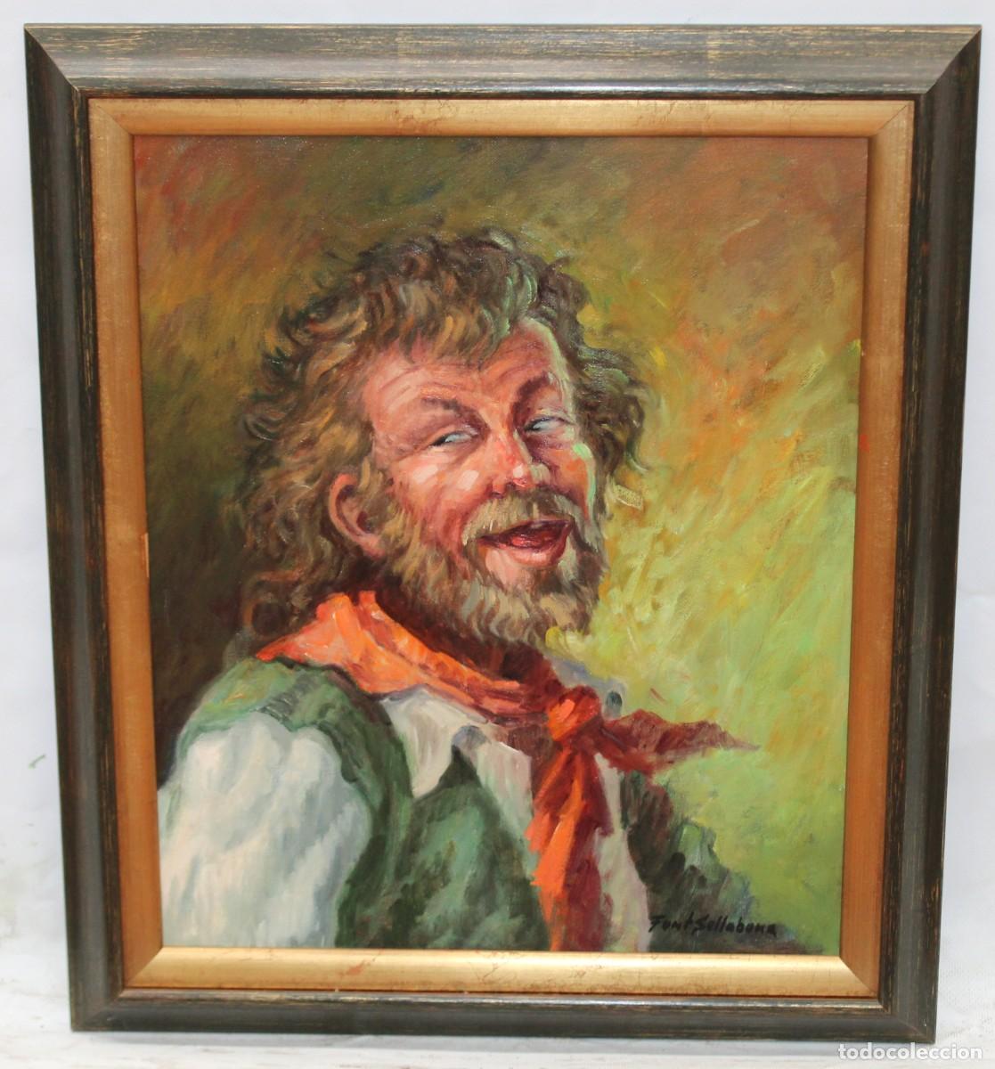 Arte: JOSEP FONT SELLABONA (Collsuspina, 1928 - Vic, Osona, 2010) OLEO EN TELA DEL A&Ntilde;O 2000. AUTORETRATO