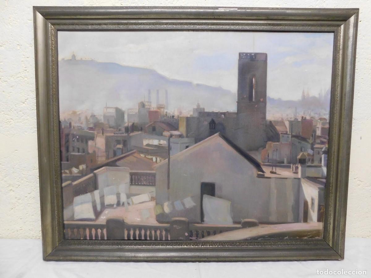Kunst: &Oacute;LEO SOBRE TELA - PAISAJE BARCELONA