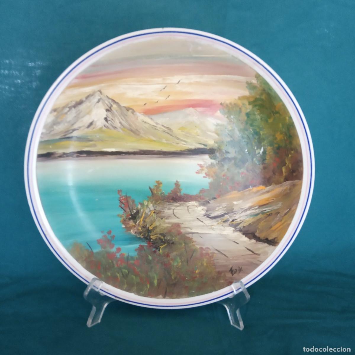 Arte: Plato Decorativo - Paisaje Pintado al oleo