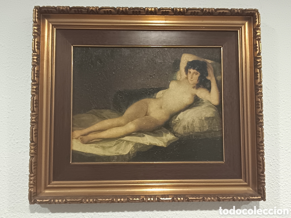 Arte: La Maja Desnuda - Goya | oleograf&iacute;a con relieve artesanal y Marco Vintage