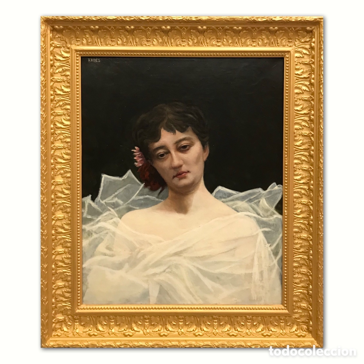 Arte: &rdquo;Jeune Femme &agrave; la Fleur Rouge&rdquo; &Eacute;cole Fran&ccedil;aise, S XIX