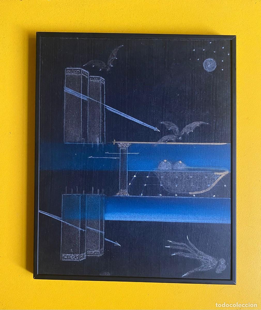 Arte: Am&egrave;lia Riera, escena surrealista, &rdquo;Serie negra&rdquo;, t&eacute;cnica mixta sobre tela, firmada, con marco.
