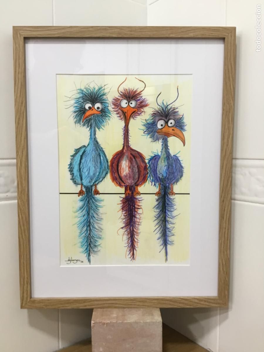 Arte: Listos para volar. Acr&iacute;lico y plumilla sobre papel.