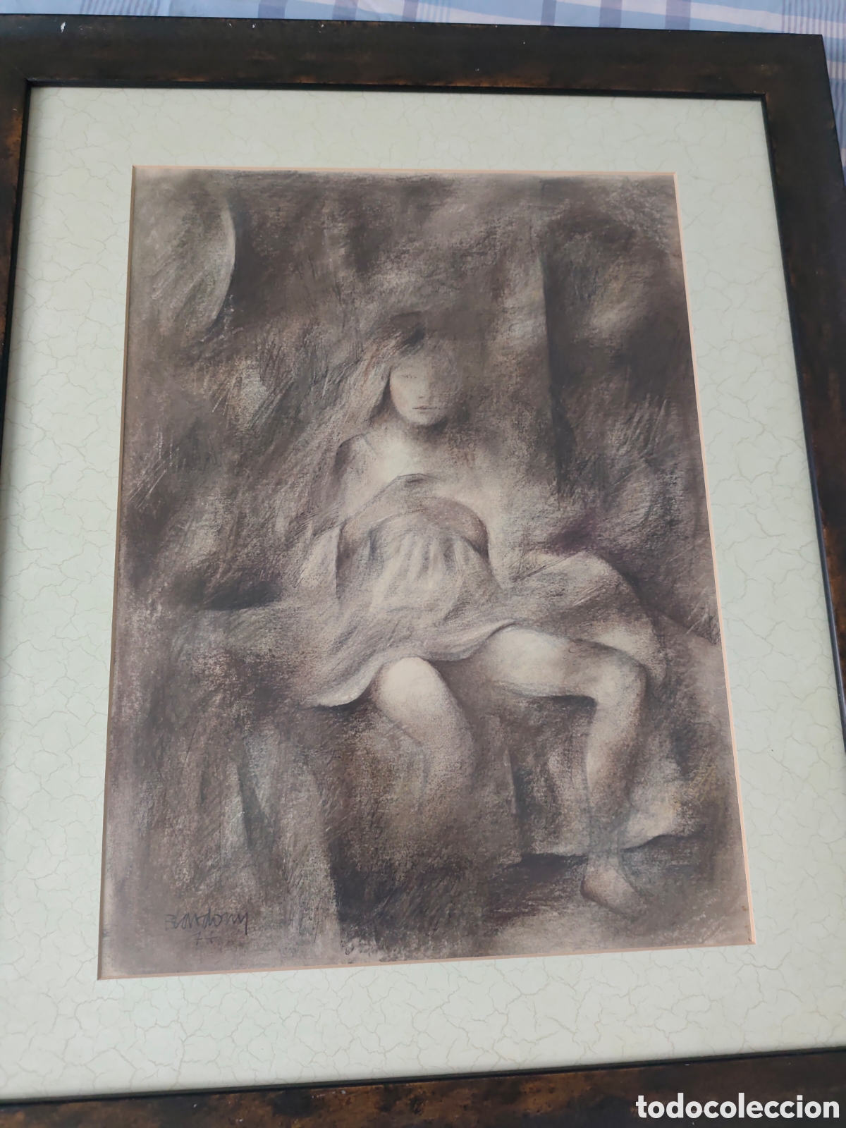 Arte: Ni&ntilde;a sentada Antonio Blardony 1934 acr&iacute;lico sobre papel
