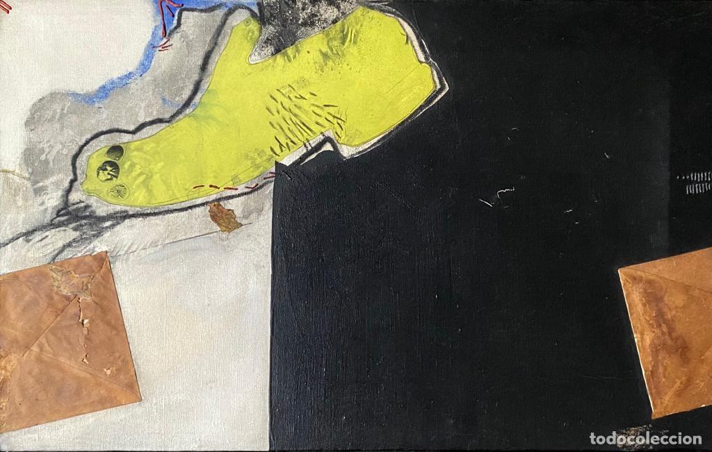 Arte: Joan Pere Viladecans, t&eacute;cnica mixta, collage y pintura, con marco. 61x38,5cm